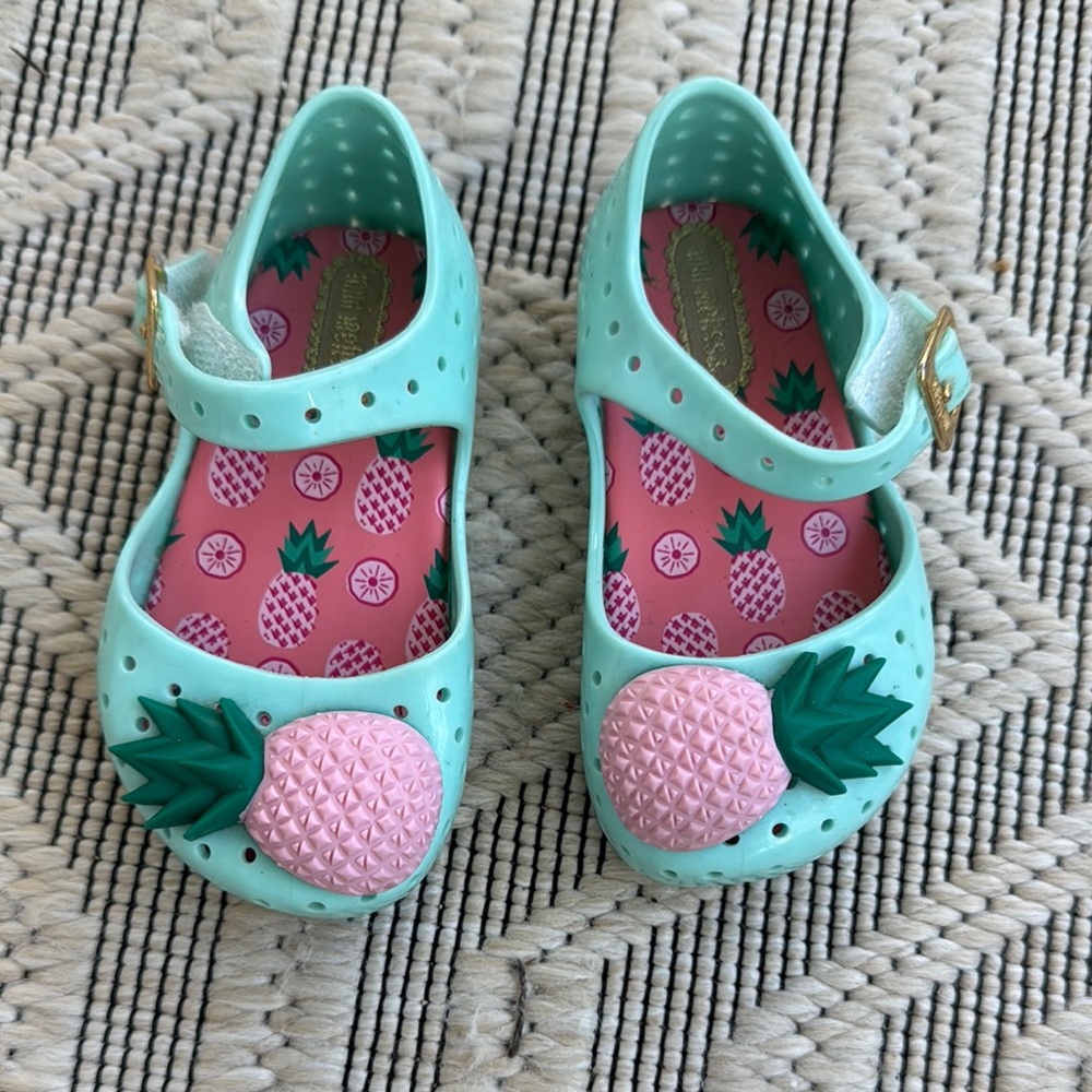 Mini Melissa Green and Pink Pineapple Sandals